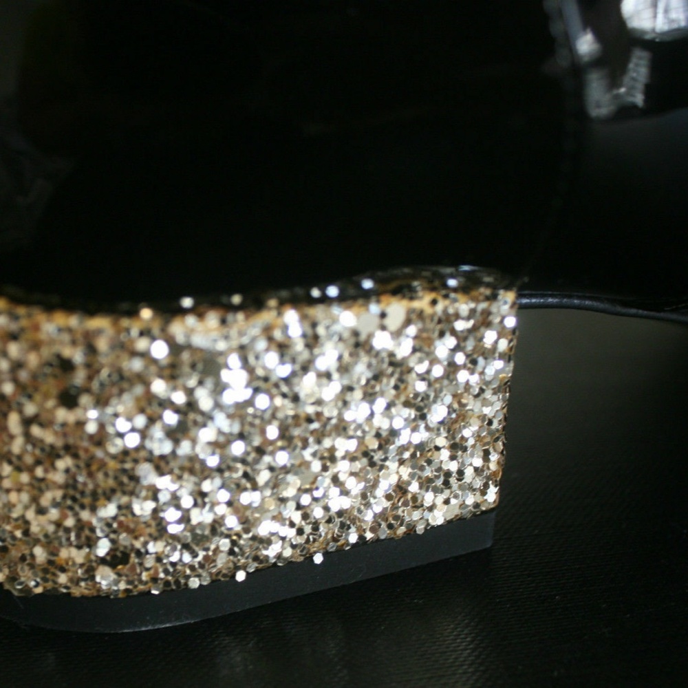 YSL Babies Boots Patent Leather Glitter Heels - Picture 4 of 8